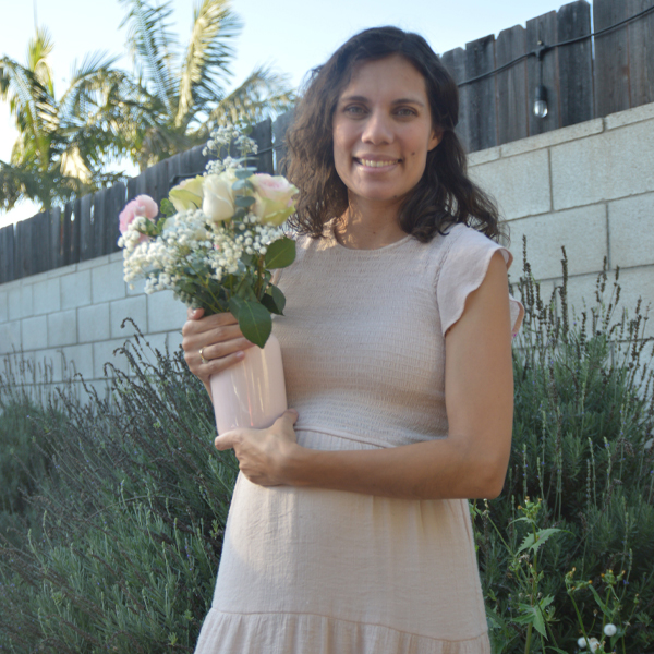 Michelle Cuevas with an armload of blooms